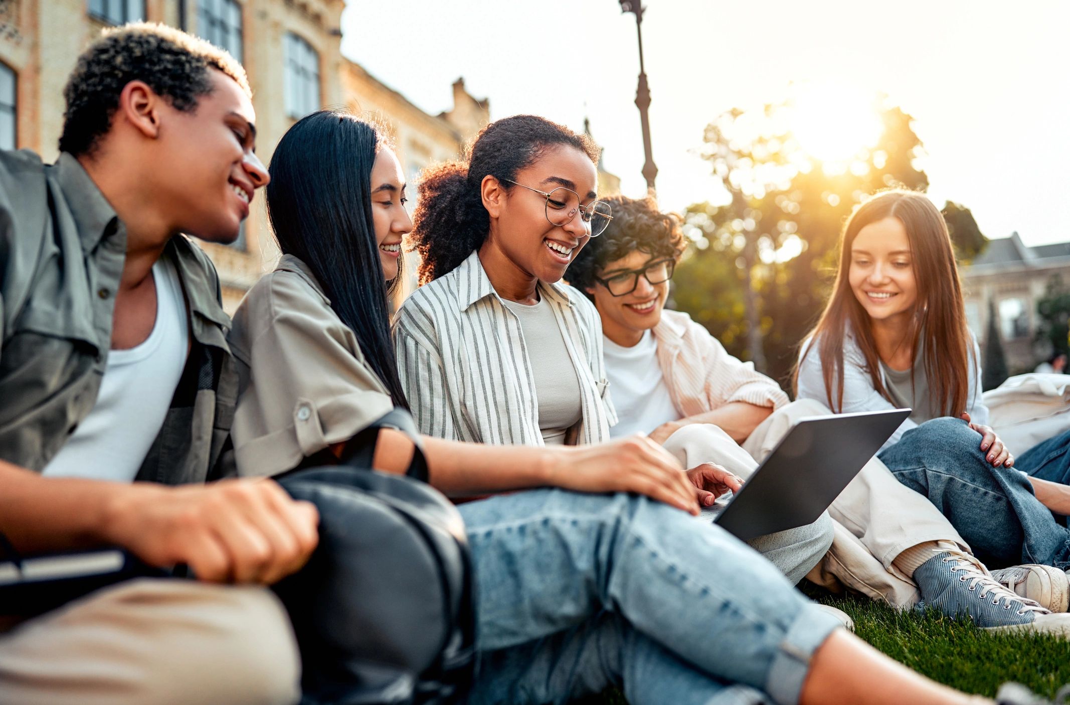 Outdoor campus events with students participating
