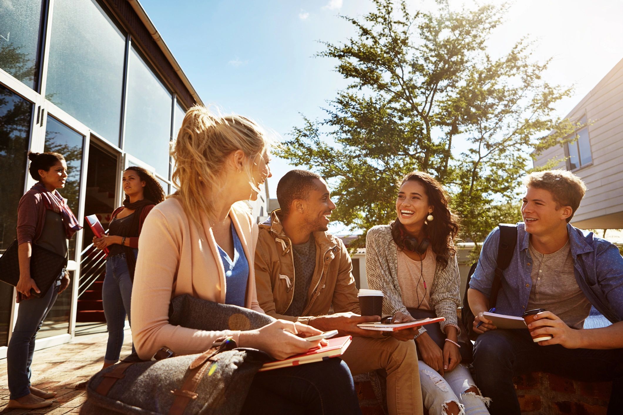 Campus library filled with students studying